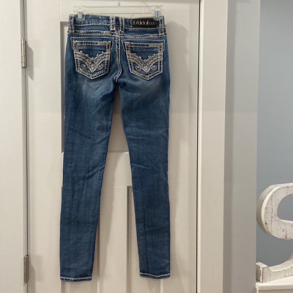 Denim bling skinny jeans LA Idol USA size 0 waist 26 length 30